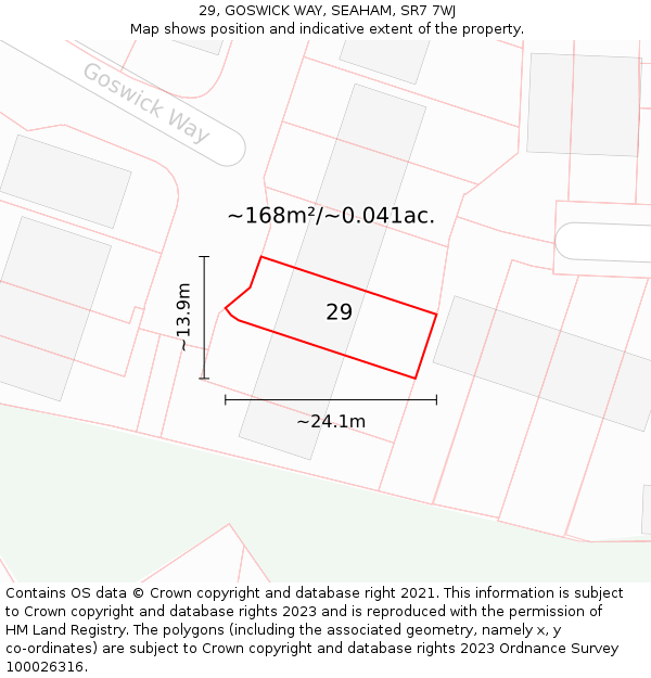 29, GOSWICK WAY, SEAHAM, SR7 7WJ: Plot and title map