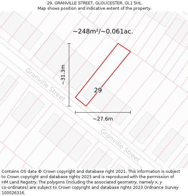 29, GRANVILLE STREET, GLOUCESTER, GL1 5HL: Plot and title map