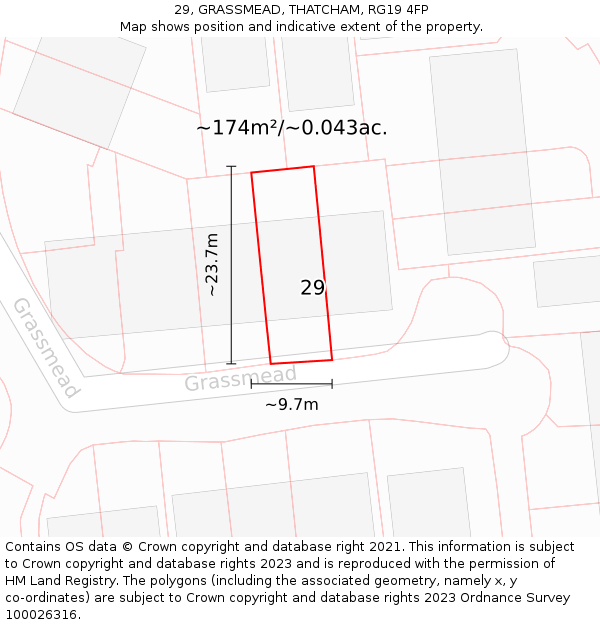 29, GRASSMEAD, THATCHAM, RG19 4FP: Plot and title map
