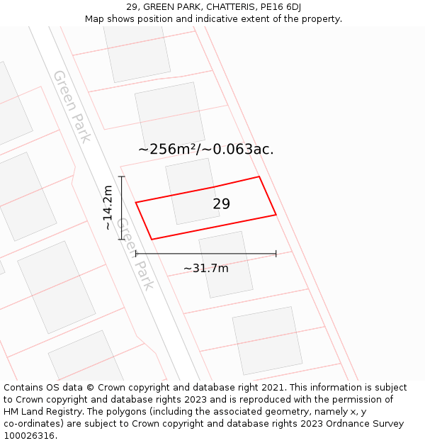 29, GREEN PARK, CHATTERIS, PE16 6DJ: Plot and title map