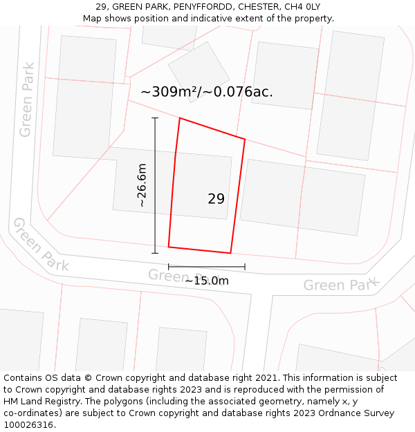 29, GREEN PARK, PENYFFORDD, CHESTER, CH4 0LY: Plot and title map