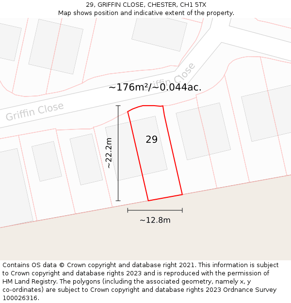 29, GRIFFIN CLOSE, CHESTER, CH1 5TX: Plot and title map