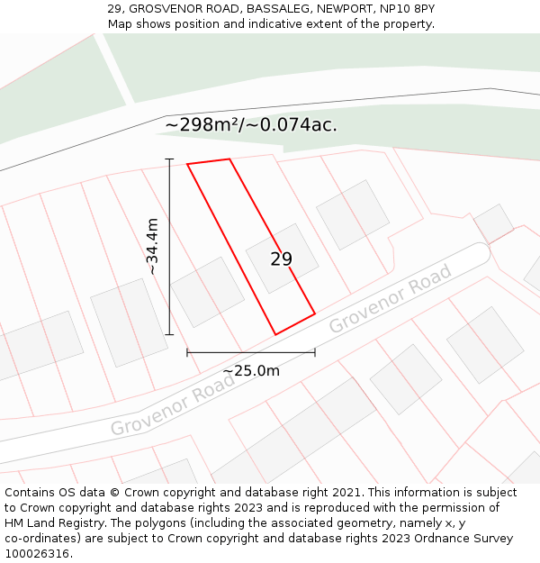 29, GROSVENOR ROAD, BASSALEG, NEWPORT, NP10 8PY: Plot and title map