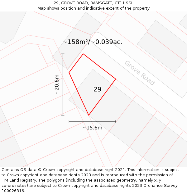 29, GROVE ROAD, RAMSGATE, CT11 9SH: Plot and title map