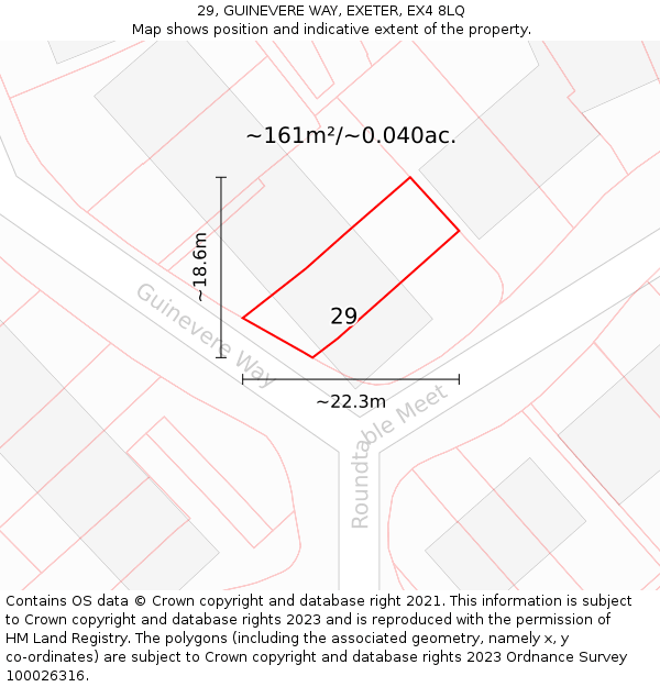 29, GUINEVERE WAY, EXETER, EX4 8LQ: Plot and title map