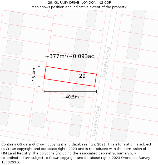 29, GURNEY DRIVE, LONDON, N2 0DF: Plot and title map