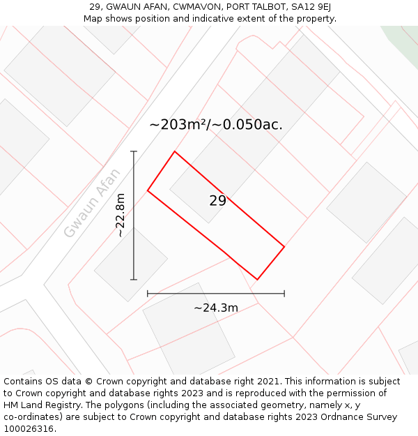 29, GWAUN AFAN, CWMAVON, PORT TALBOT, SA12 9EJ: Plot and title map