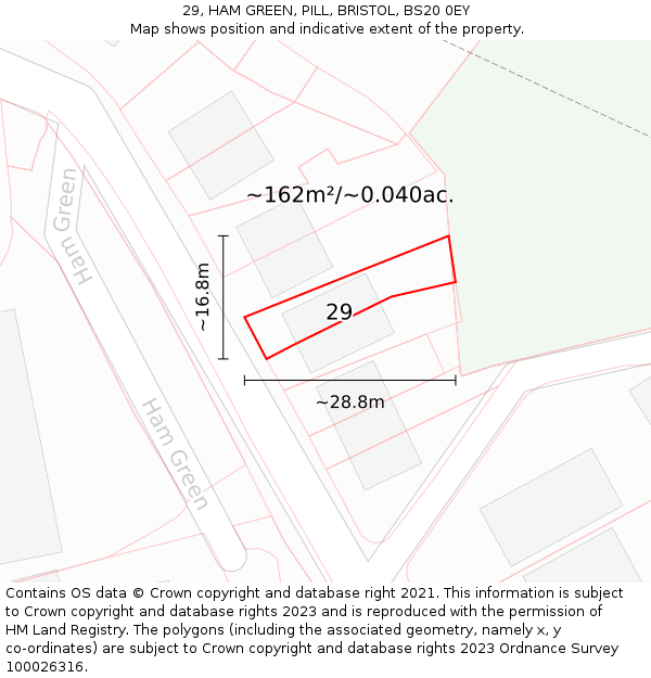 29, HAM GREEN, PILL, BRISTOL, BS20 0EY: Plot and title map