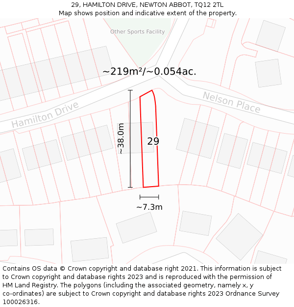 29, HAMILTON DRIVE, NEWTON ABBOT, TQ12 2TL: Plot and title map
