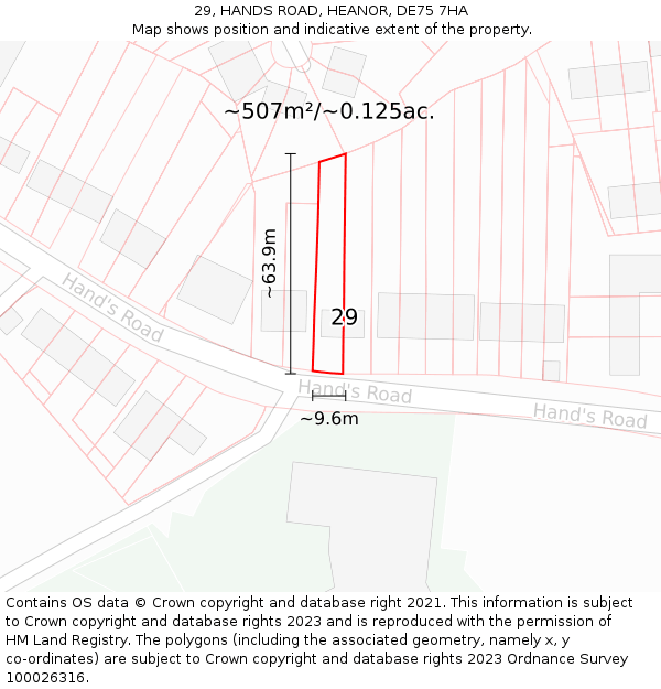 29, HANDS ROAD, HEANOR, DE75 7HA: Plot and title map