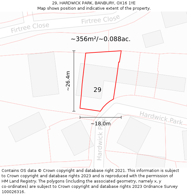 29, HARDWICK PARK, BANBURY, OX16 1YE: Plot and title map
