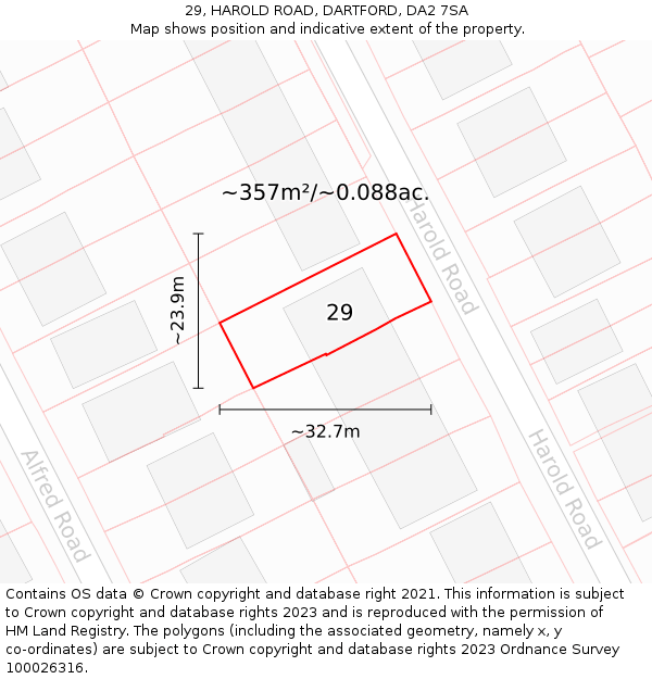 29, HAROLD ROAD, DARTFORD, DA2 7SA: Plot and title map