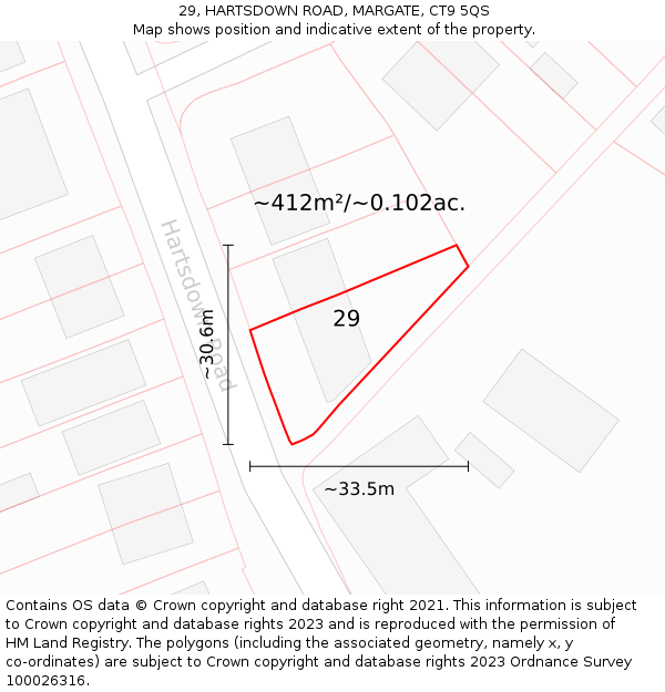 29, HARTSDOWN ROAD, MARGATE, CT9 5QS: Plot and title map