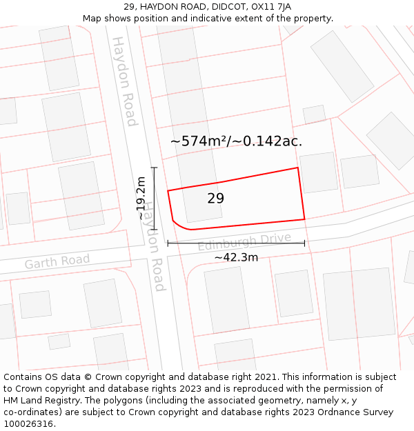 29, HAYDON ROAD, DIDCOT, OX11 7JA: Plot and title map