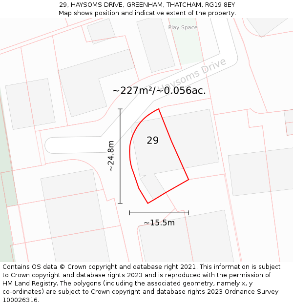 29, HAYSOMS DRIVE, GREENHAM, THATCHAM, RG19 8EY: Plot and title map
