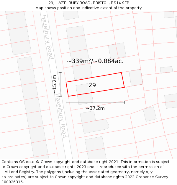 29, HAZELBURY ROAD, BRISTOL, BS14 9EP: Plot and title map