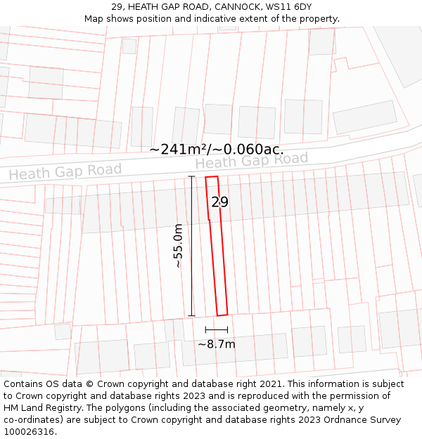 29, HEATH GAP ROAD, CANNOCK, WS11 6DY: Plot and title map