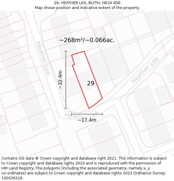 29, HEATHER LEA, BLYTH, NE24 4DE: Plot and title map