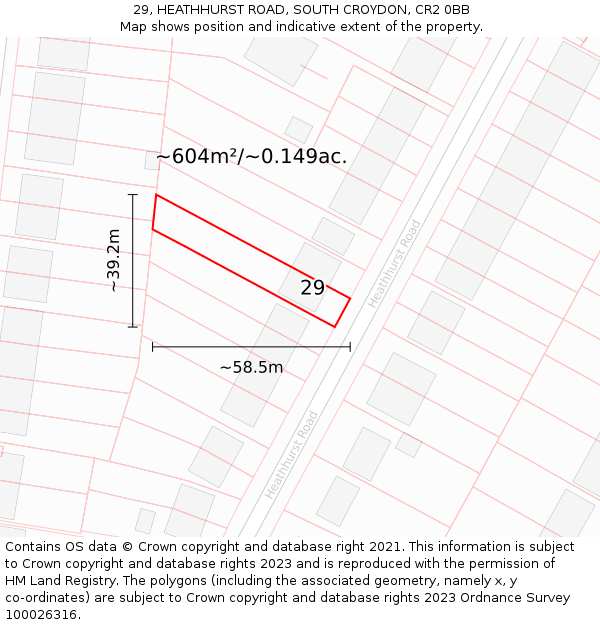 29, HEATHHURST ROAD, SOUTH CROYDON, CR2 0BB: Plot and title map