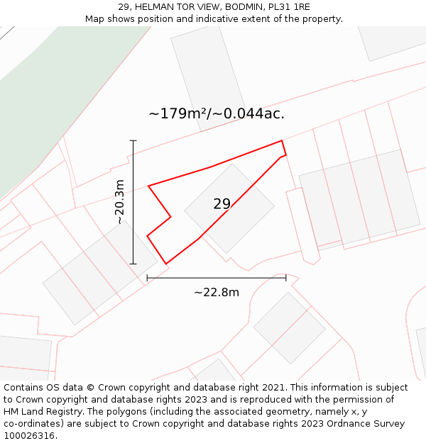 29, HELMAN TOR VIEW, BODMIN, PL31 1RE: Plot and title map