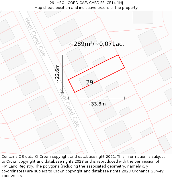 29, HEOL COED CAE, CARDIFF, CF14 1HJ: Plot and title map
