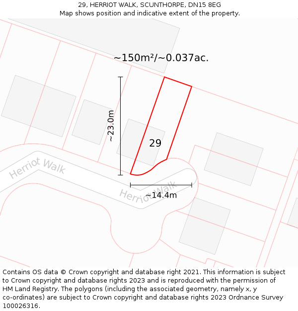 29, HERRIOT WALK, SCUNTHORPE, DN15 8EG: Plot and title map