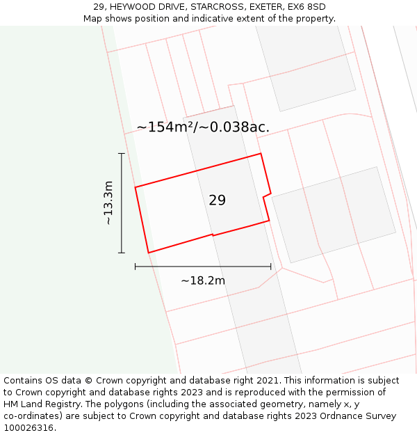 29, HEYWOOD DRIVE, STARCROSS, EXETER, EX6 8SD: Plot and title map