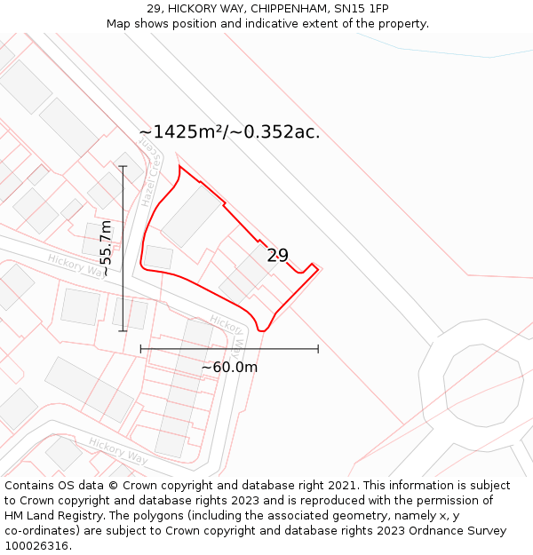 29, HICKORY WAY, CHIPPENHAM, SN15 1FP: Plot and title map