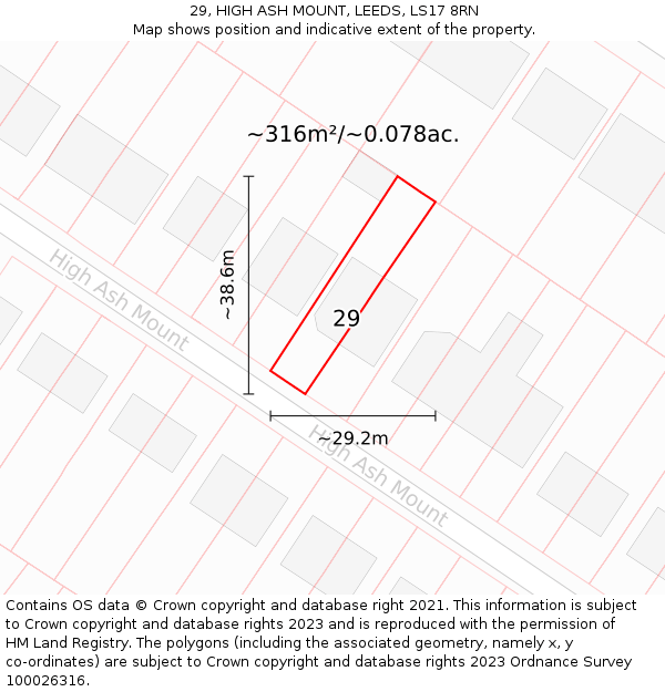 29, HIGH ASH MOUNT, LEEDS, LS17 8RN: Plot and title map