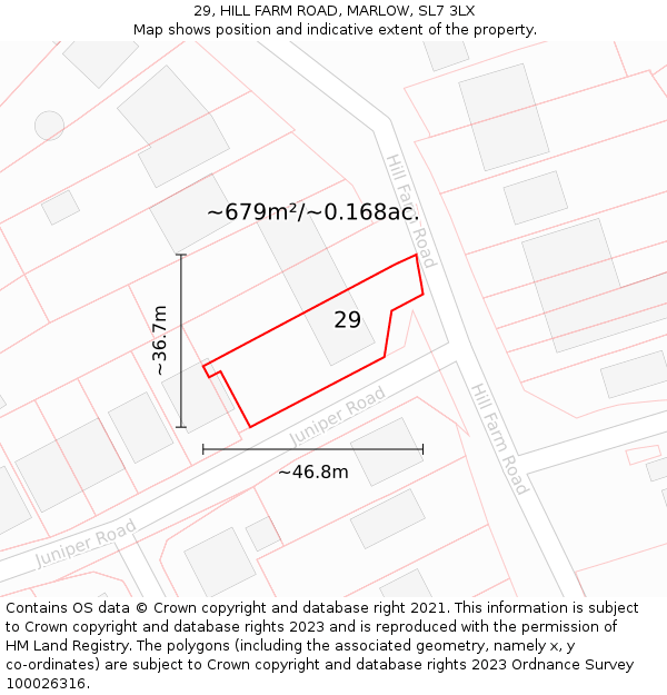 29, HILL FARM ROAD, MARLOW, SL7 3LX: Plot and title map