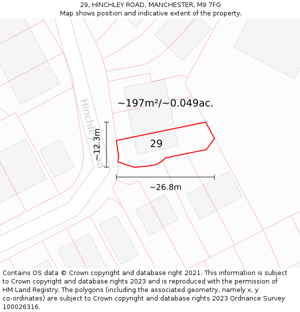 29, HINCHLEY ROAD, MANCHESTER, M9 7FG: Plot and title map