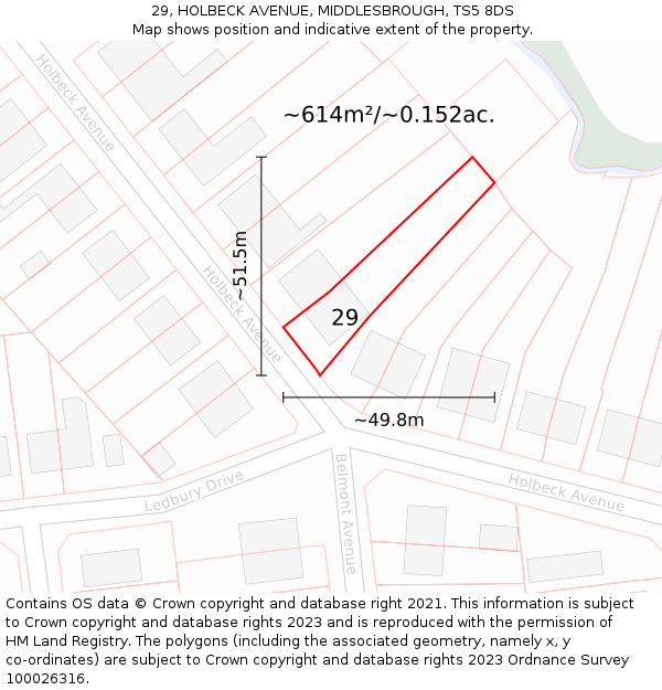 29, HOLBECK AVENUE, MIDDLESBROUGH, TS5 8DS: Plot and title map