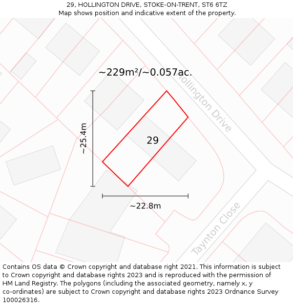 29, HOLLINGTON DRIVE, STOKE-ON-TRENT, ST6 6TZ: Plot and title map