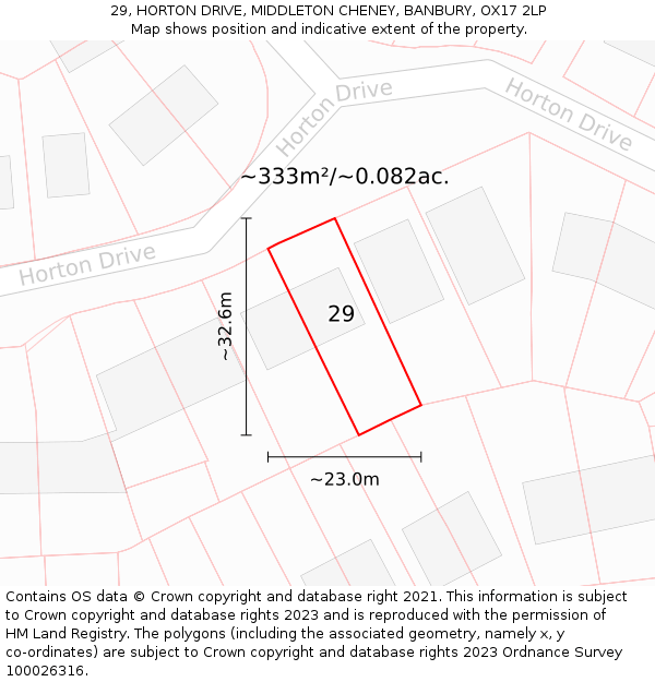 29, HORTON DRIVE, MIDDLETON CHENEY, BANBURY, OX17 2LP: Plot and title map