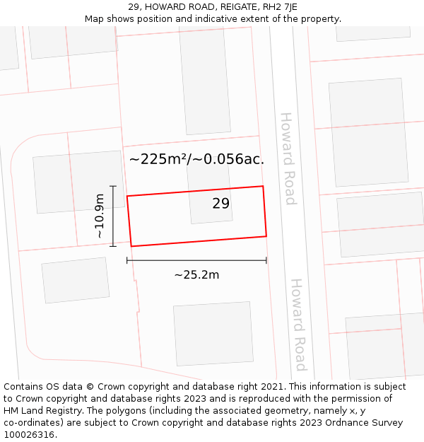 29, HOWARD ROAD, REIGATE, RH2 7JE: Plot and title map