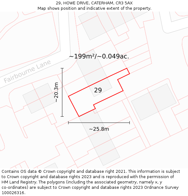 29, HOWE DRIVE, CATERHAM, CR3 5AX: Plot and title map