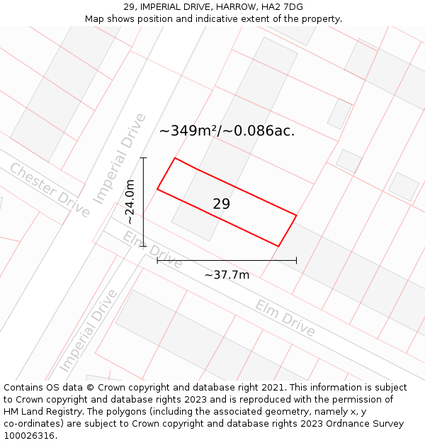 29, IMPERIAL DRIVE, HARROW, HA2 7DG: Plot and title map