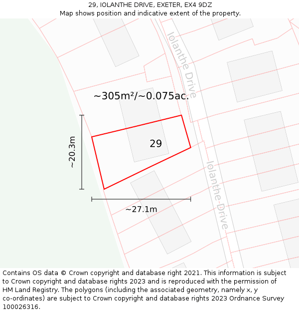 29, IOLANTHE DRIVE, EXETER, EX4 9DZ: Plot and title map
