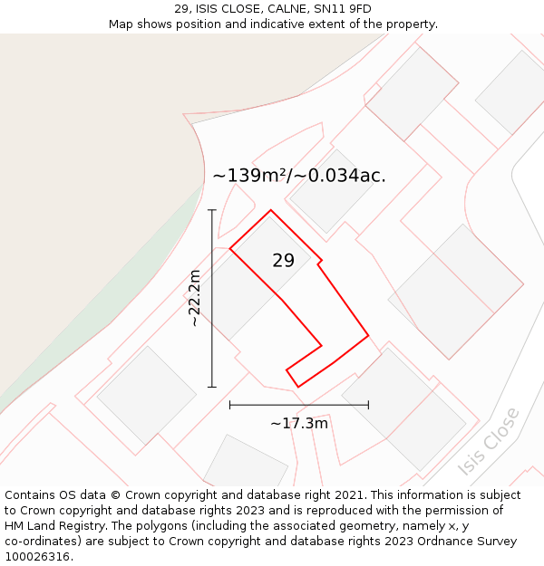 29, ISIS CLOSE, CALNE, SN11 9FD: Plot and title map
