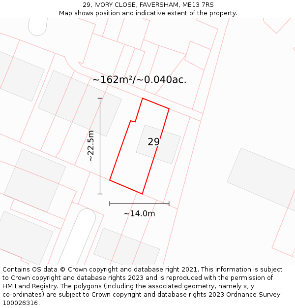 29, IVORY CLOSE, FAVERSHAM, ME13 7RS: Plot and title map