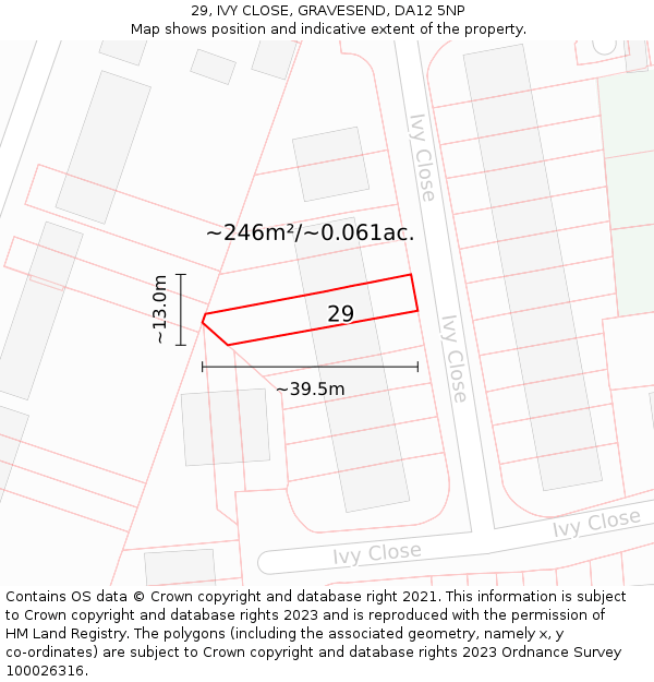 29, IVY CLOSE, GRAVESEND, DA12 5NP: Plot and title map