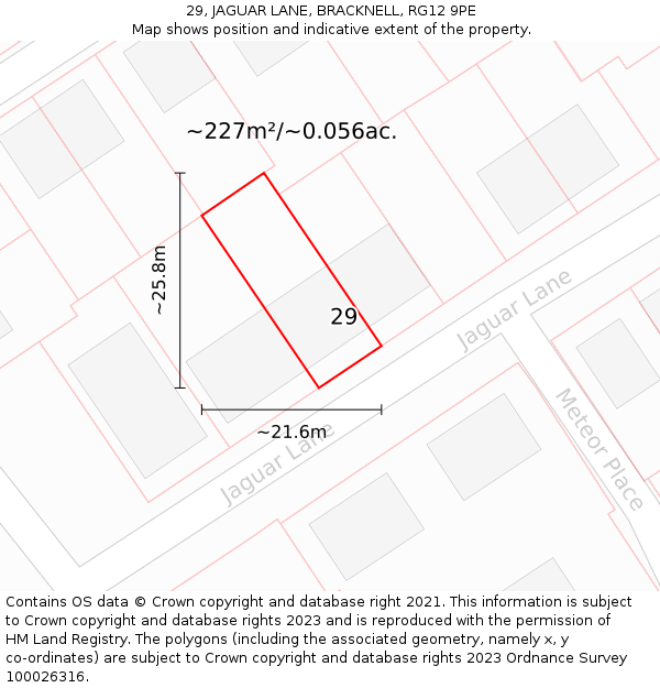 29, JAGUAR LANE, BRACKNELL, RG12 9PE: Plot and title map