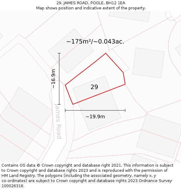 29, JAMES ROAD, POOLE, BH12 1EA: Plot and title map