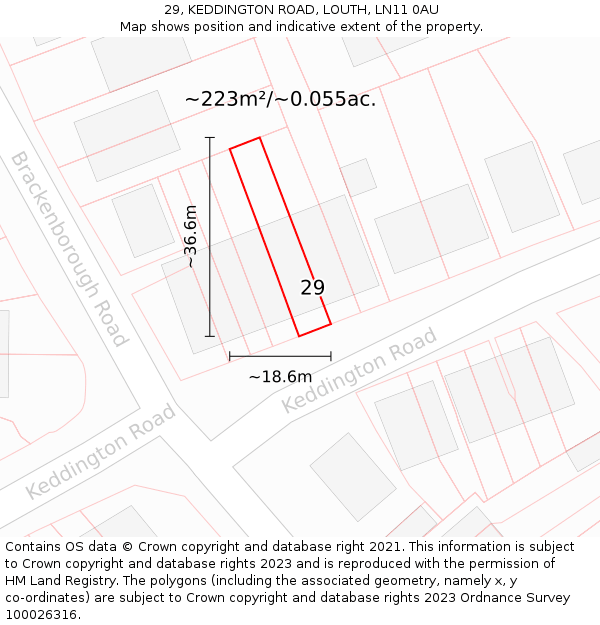 29, KEDDINGTON ROAD, LOUTH, LN11 0AU: Plot and title map