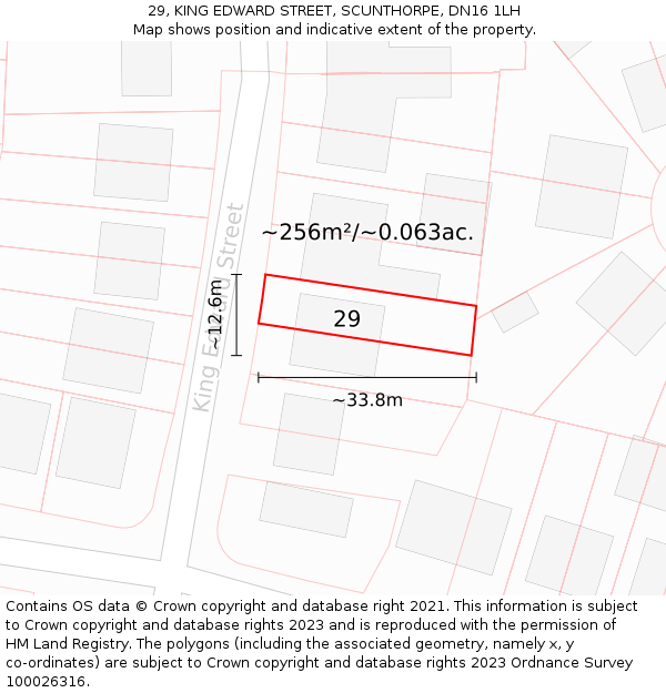 29, KING EDWARD STREET, SCUNTHORPE, DN16 1LH: Plot and title map