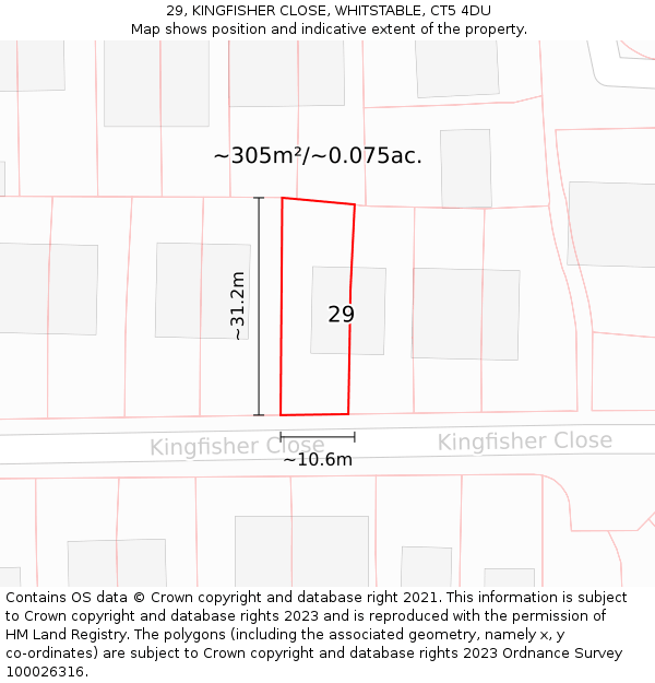 29, KINGFISHER CLOSE, WHITSTABLE, CT5 4DU: Plot and title map