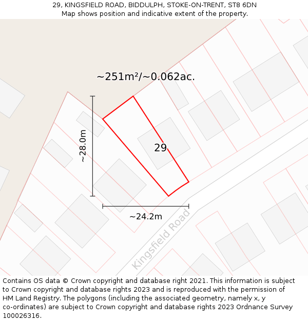 29, KINGSFIELD ROAD, BIDDULPH, STOKE-ON-TRENT, ST8 6DN: Plot and title map