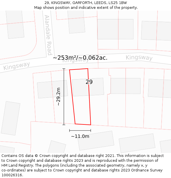 29, KINGSWAY, GARFORTH, LEEDS, LS25 1BW: Plot and title map
