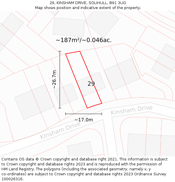 29, KINSHAM DRIVE, SOLIHULL, B91 3UG: Plot and title map