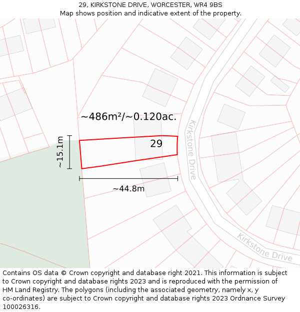 29, KIRKSTONE DRIVE, WORCESTER, WR4 9BS: Plot and title map